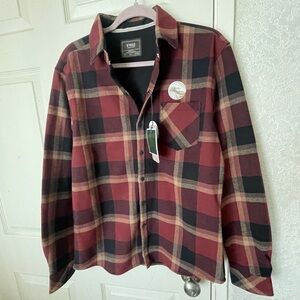 Nomad burgundy cream plaid black Sierra lined flannel NWT SZ S!